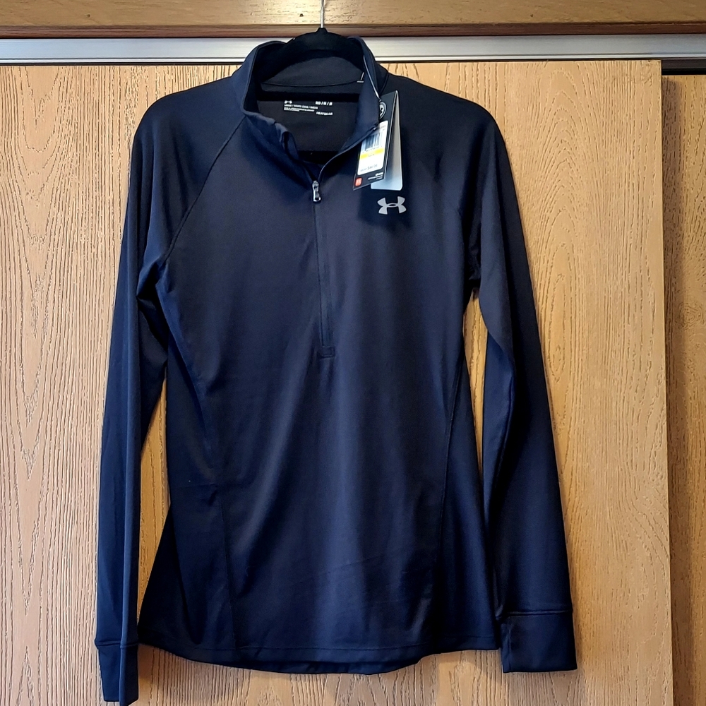 NWT Under Armour Heat Gear Loose Half Zip Black Medium